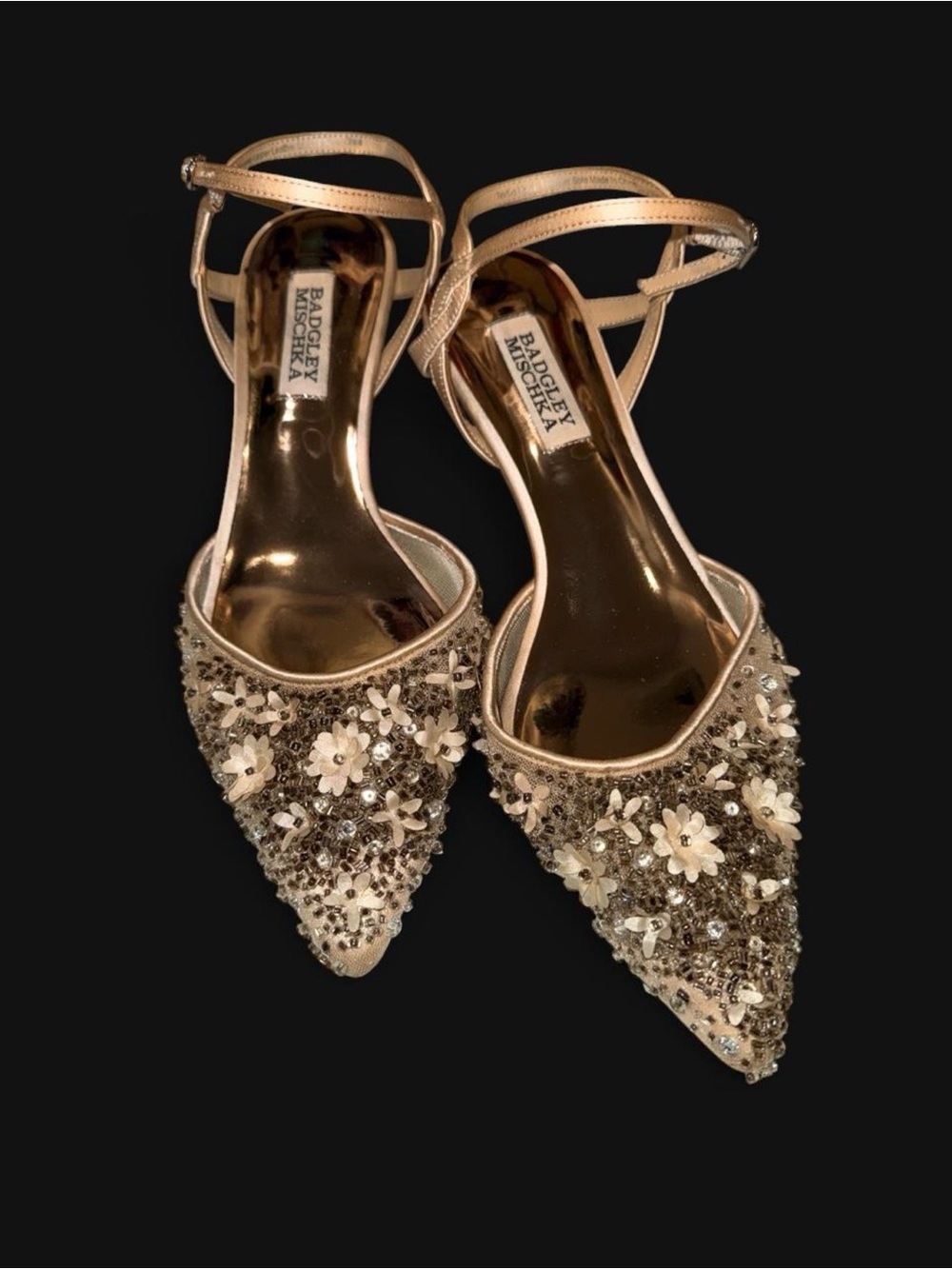 Like New | Badgley Mischka Iris Embellished Kitten Heels Size 8.5
